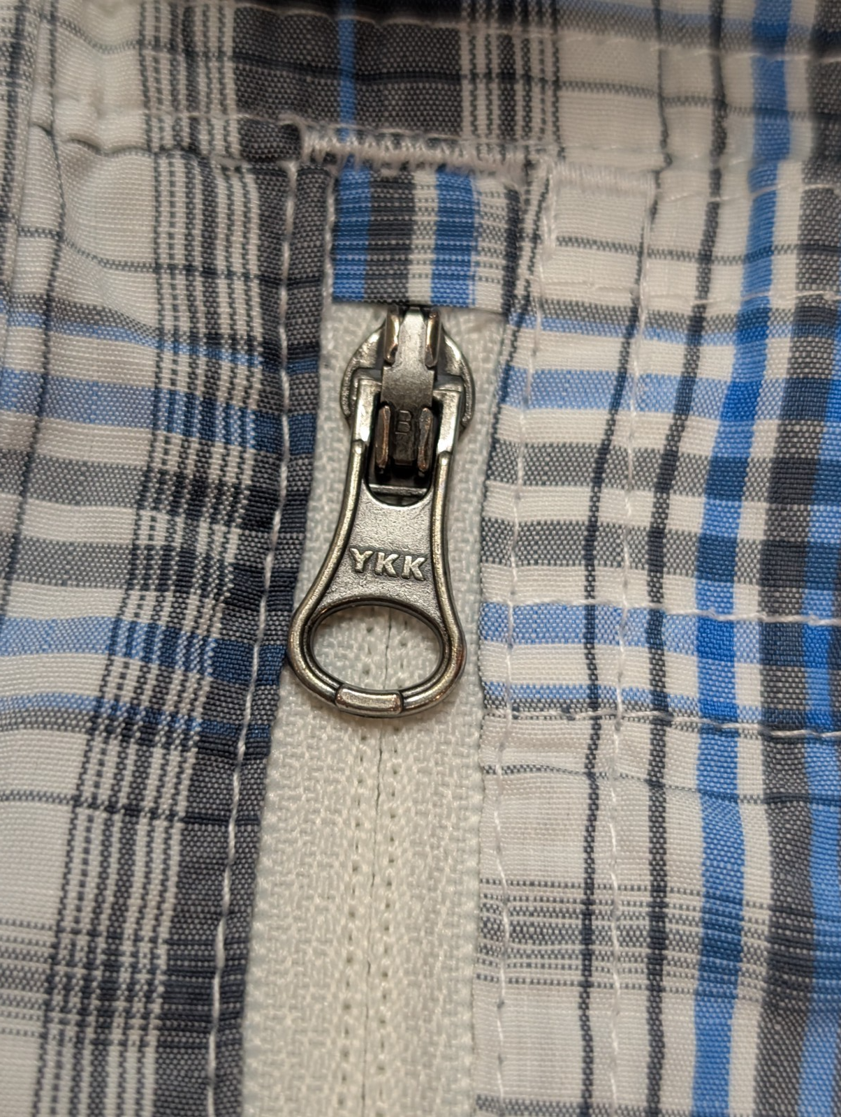 CHEMISE NYLON TECHNIQUE L.L. BEAN M (M) CARREAUX BLEU BLANC TREK