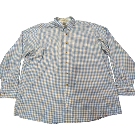 Chemise L.L. Bean blanche à carreaux bleus taille XXL #132e