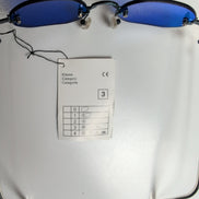 Bar-On® Lunettes de Soleil Ovales Bleues Y2K Branches Fines Métal Rimless