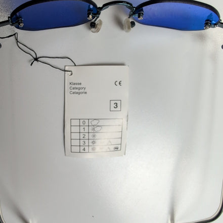 Bar-On® Lunettes de Soleil Ovales Bleues Y2K Branches Fines Métal Rimless