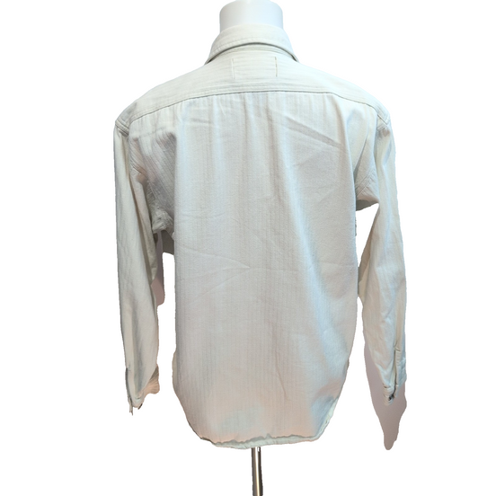 Chemise Harley-Davidson L Blanc Cassé Coton Épais Chevrons 2 Poches Brodée