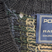 Pull Fait Main Vtg Polo Sport Ralph Lauren Col V Carreaux Bleu/Vert Lin Coton L