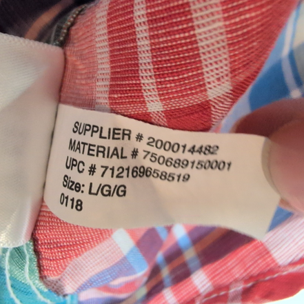 Chemise Chaps rouge à carreaux lin et coton workwear manches courtes à poche XL