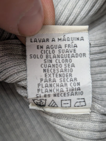 Pull POLO RALPH LAUREN Gris Maille Côtelée Logo Drapeau USA Taille L Coton Luxe