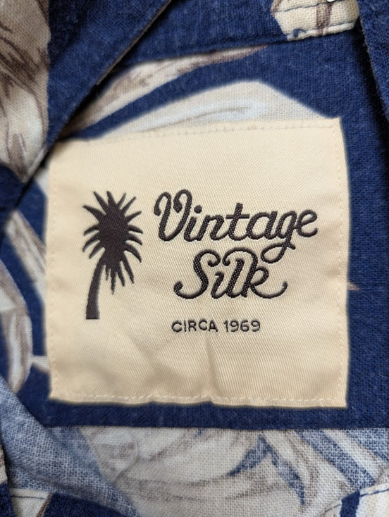 Chemise Hawaïenne VINTAGE SILK Marine & Blanc Cassé - Taille M