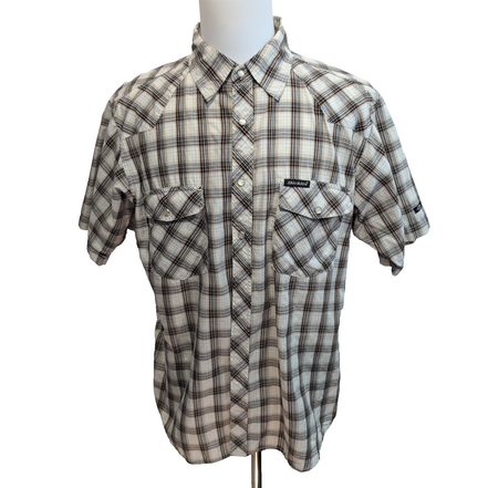 Chemise Dickies Western XL Marron Carreaux Manches Courtes Boutons Pression