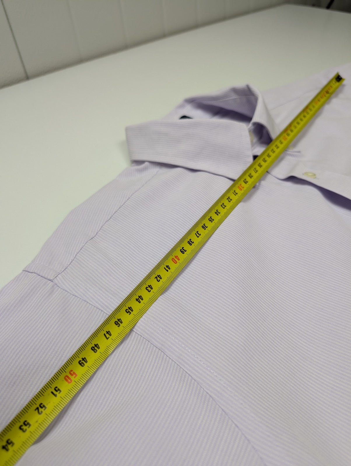 Chemise CHAPS lila violet uni manches courtes taille L Homme