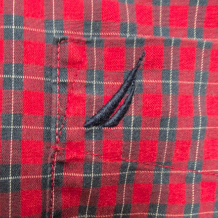 Chemise Nautica L Rouge Carreaux Logo Brodé Tencel Coton Homme