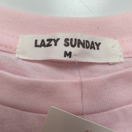 T-shirt Femme Lazy Sunday M Rose Cœur Graphique Neuf Étiquette Coton Polyester