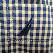 Chemise Nautica XL Bleu Foncé Carreaux Coton Logo Brodé Poche