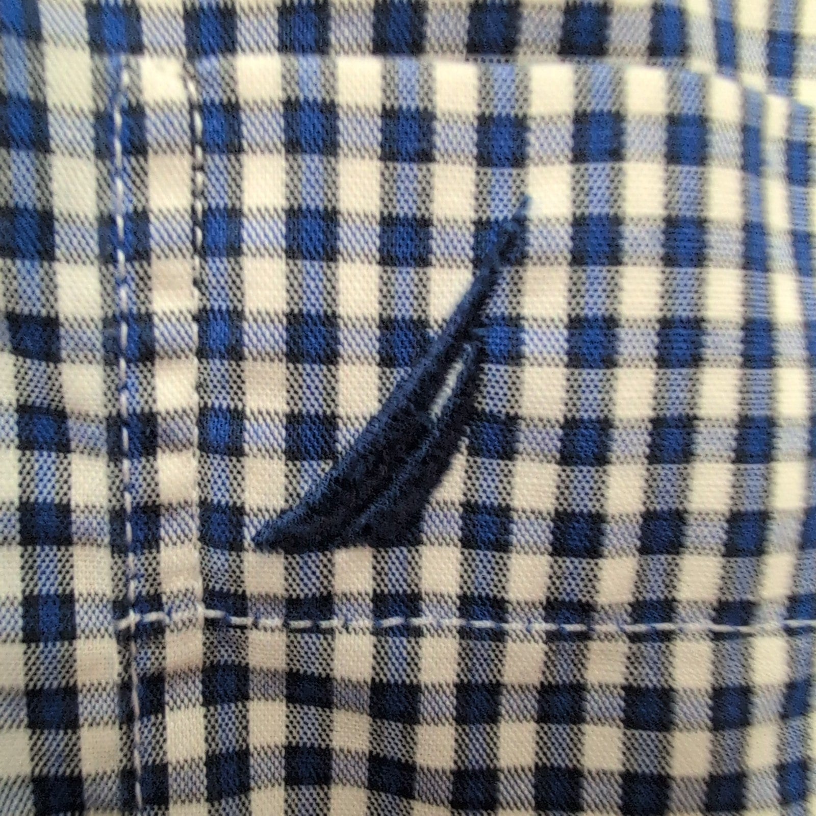 Chemise Nautica XL Bleu Foncé Carreaux Coton Logo Brodé Poche