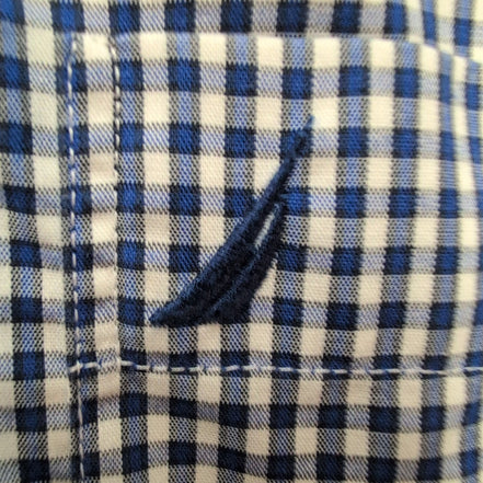 Chemise Nautica XL Bleu Foncé Carreaux Coton Logo Brodé Poche