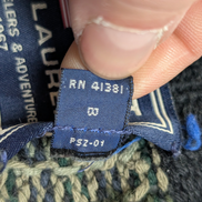 Pull Fait Main Vtg Polo Sport Ralph Lauren Col V Carreaux Bleu/Vert Lin Coton L