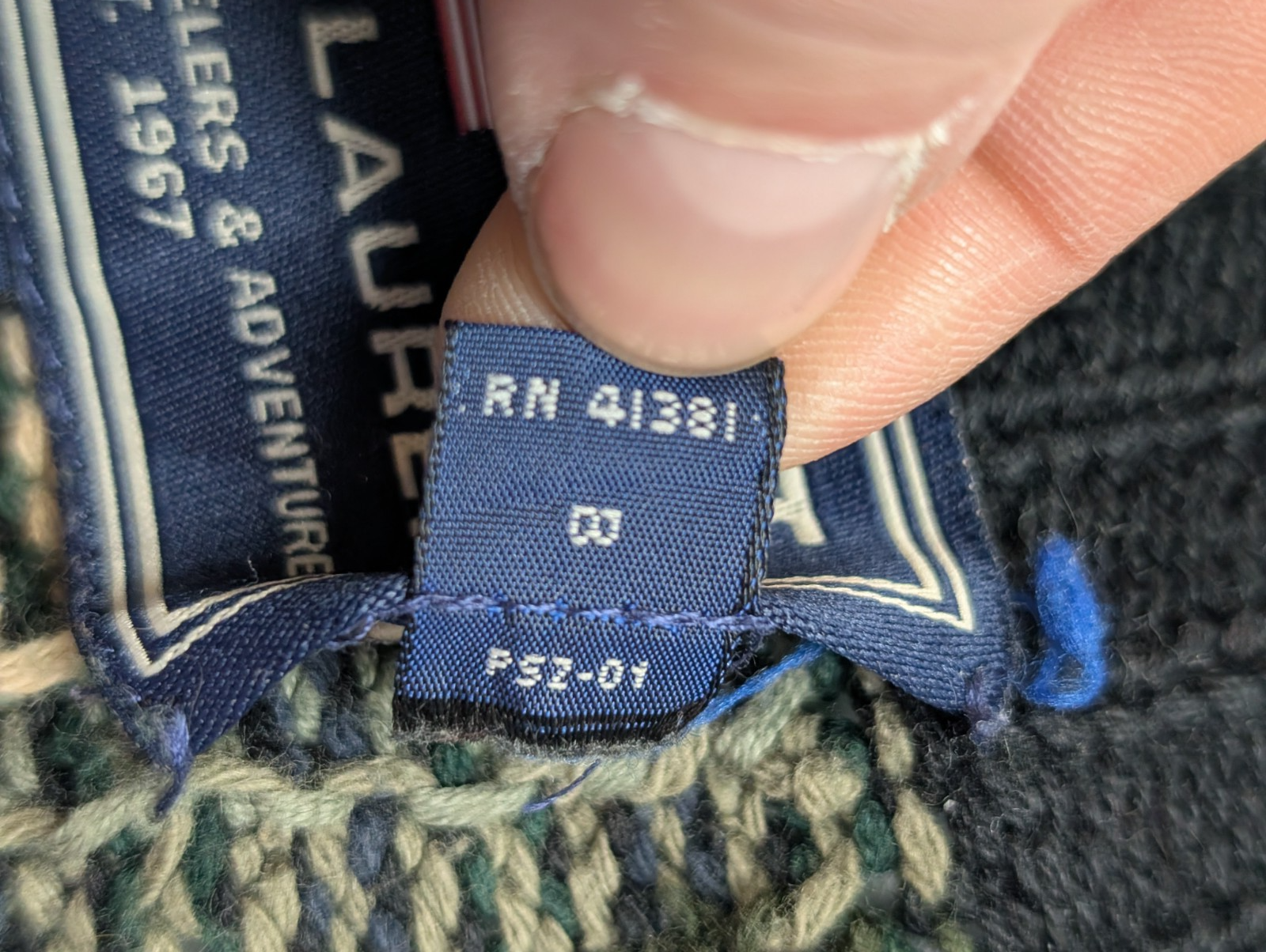 Pull Fait Main Vtg Polo Sport Ralph Lauren Col V Carreaux Bleu/Vert Lin Coton L