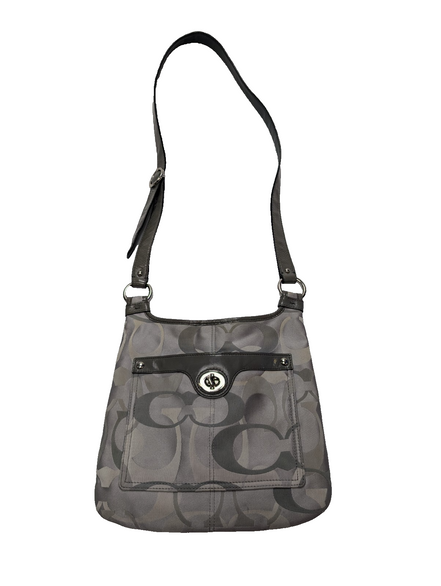 Sac à main Coach Signature gris toile cuir bandoulière