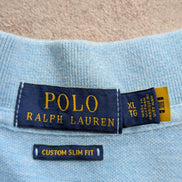 Polo manches courtes Polo Ralph Lauren XL bleu ciel logo violet Custom Slim Fit