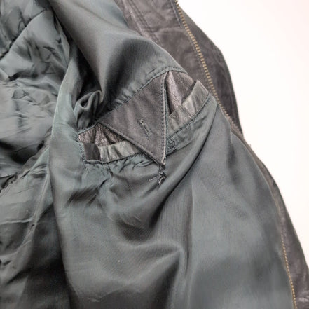 Blouson Cuir XL Bomber Aviateur Pure Stuff Noir Vintage 90s Veste Oversize |53c