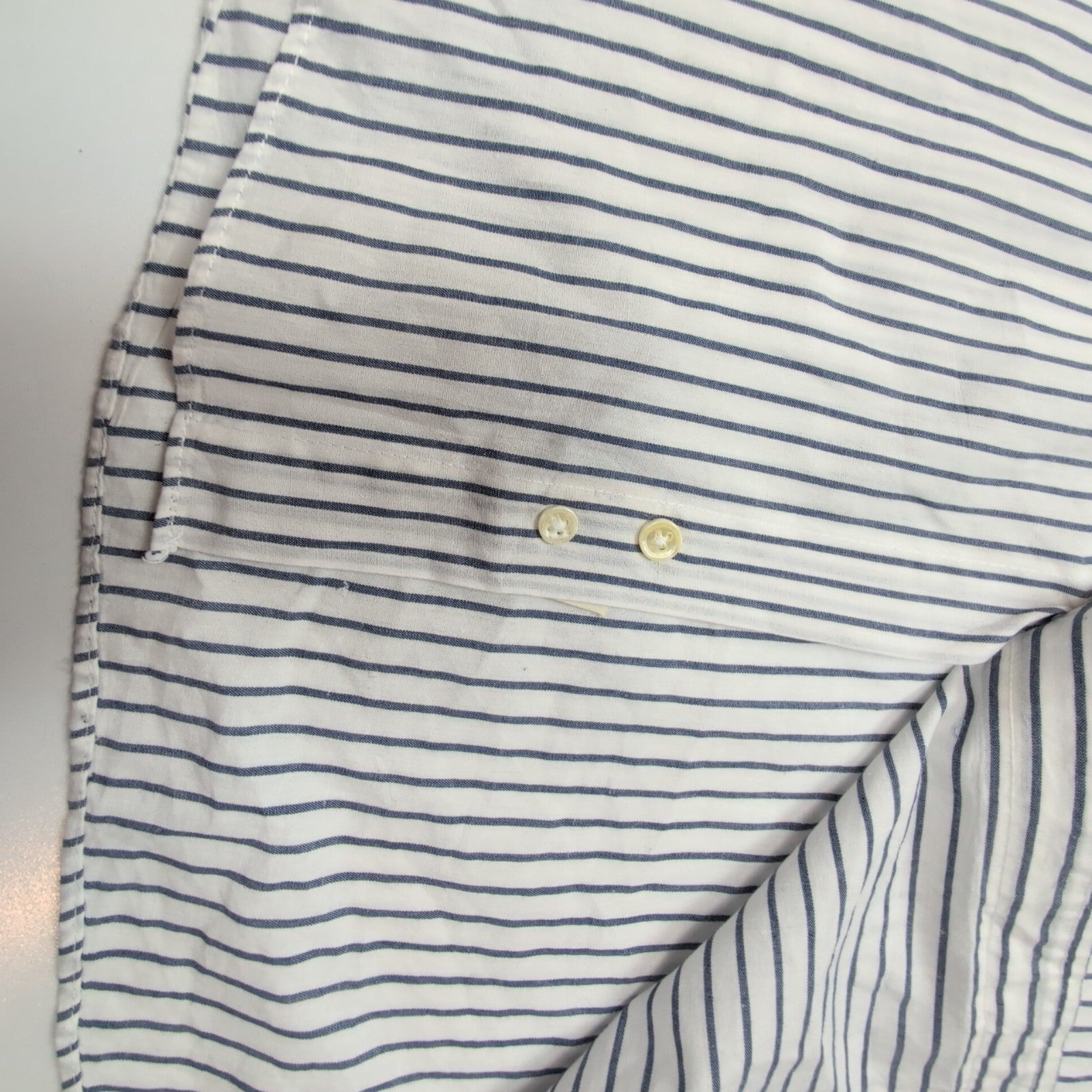 Chemise Andhurst XL Blanc Rayures Bleues 60% Coton Manches Courtes