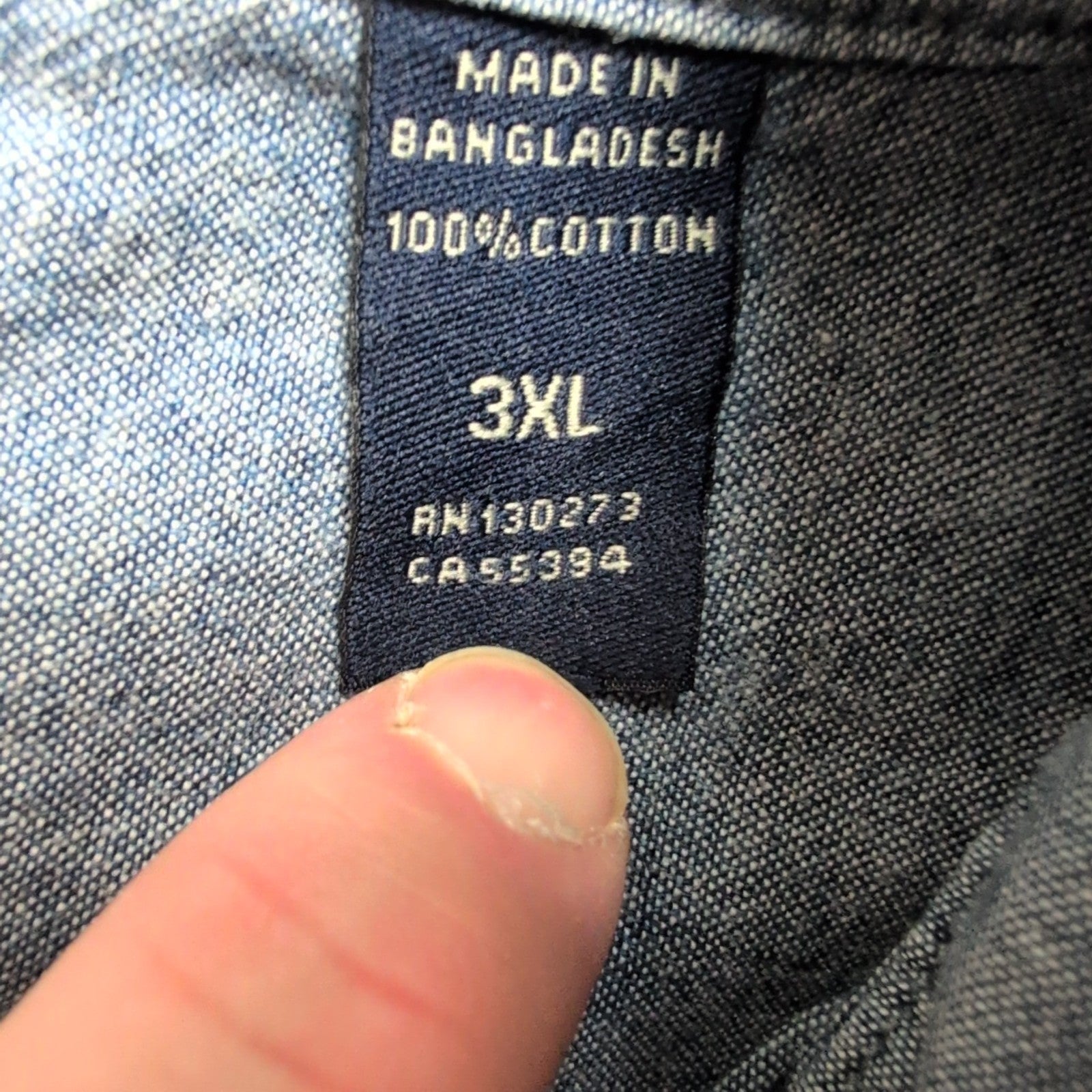 Chemise Wrangler Manches Courtes Effet Jean bleu Taille 3XL