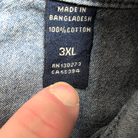 Chemise Wrangler Manches Courtes Effet Jean bleu Taille 3XL
