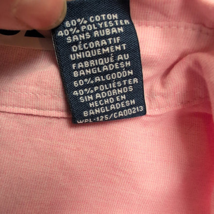 Chemise CHAPS Homme L Rose Pâle Unie Manche Courte Poche