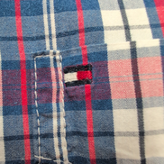 Chemise Tommy Hilfiger Manche Courte Bleue Blanche Rouge Carreaux Taille XL Une