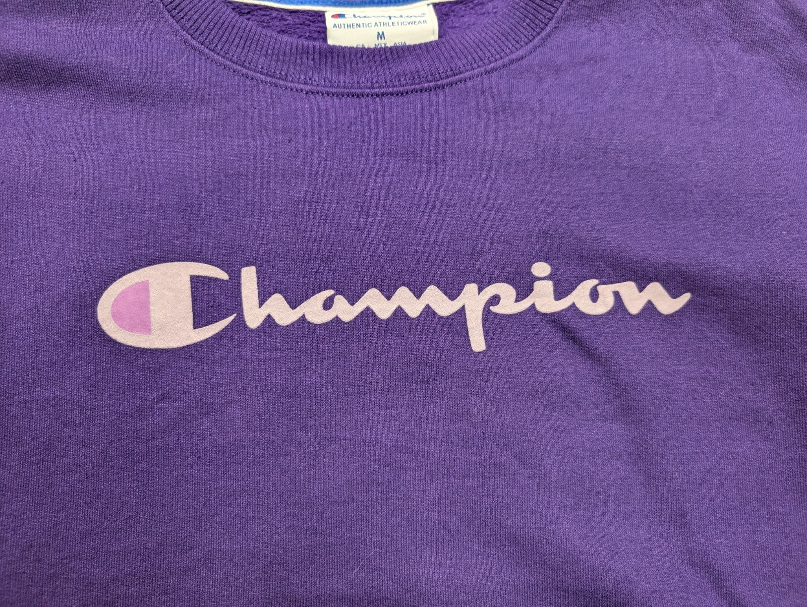 Sweat Champion Grand Logo Sérigraphié Violet Taille M