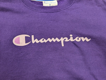 Sweat Champion Grand Logo Sérigraphié Violet Taille M