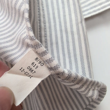 Chemise Lands' End L Rayures Gris Oxford USA Poche Manches Longues