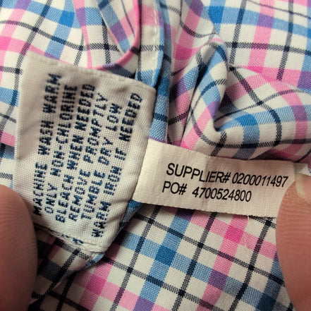 Chemise Ralph Lauren XL Coton Stretch Carreaux Bleu Rose Logo Bleu