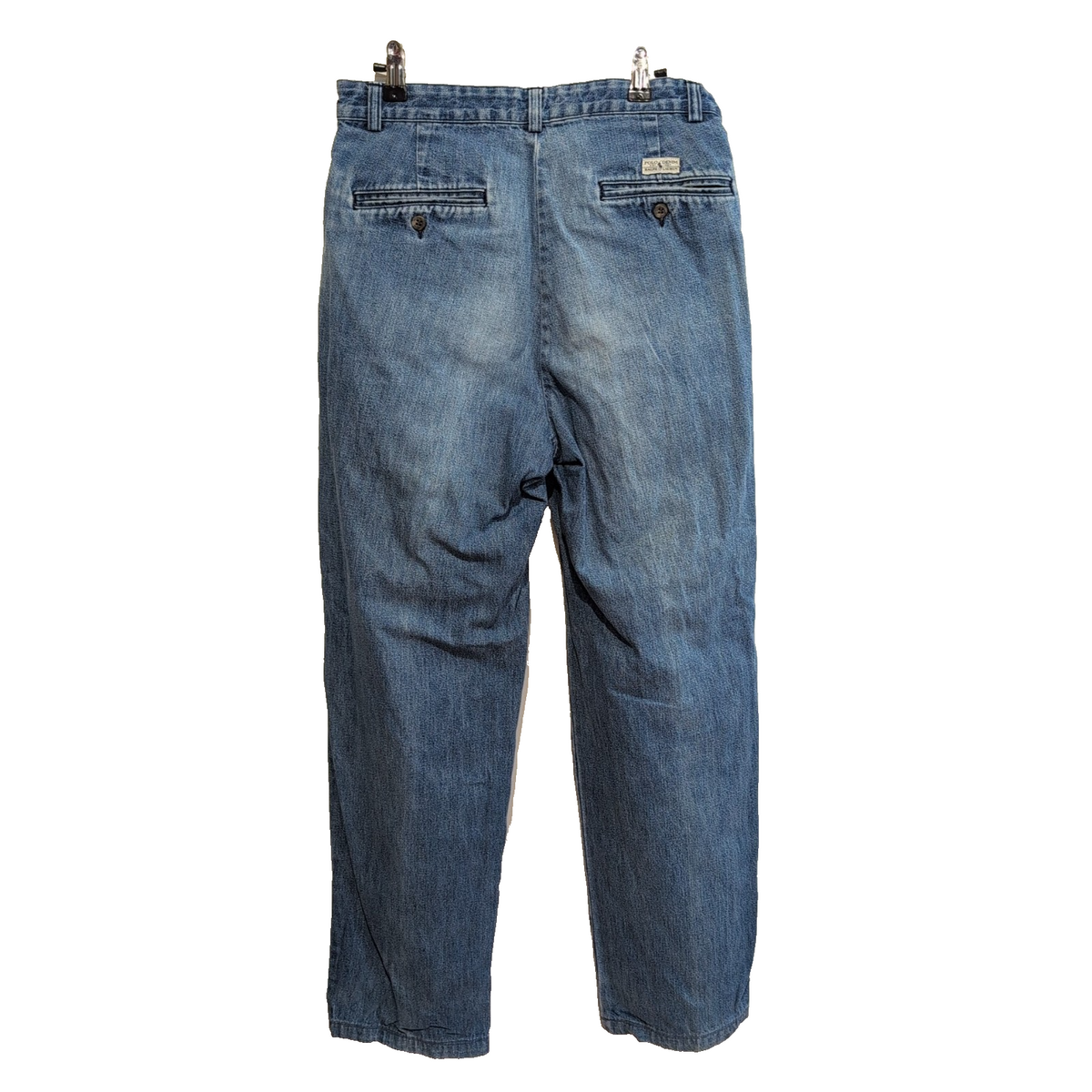 Pantalon Chino Polo Ralph Lauren Denim Bleu À Pinces Homme W28 Vintage 2 Poches
