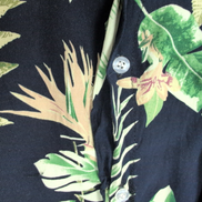 Chemise Hawaïenne Noire Feuillage Vert Viscose Taille S/M Manches Courtes