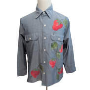 Chemise Big Mac JC Penney M Bleu Custom Fraises Signée 1974 2 Poches