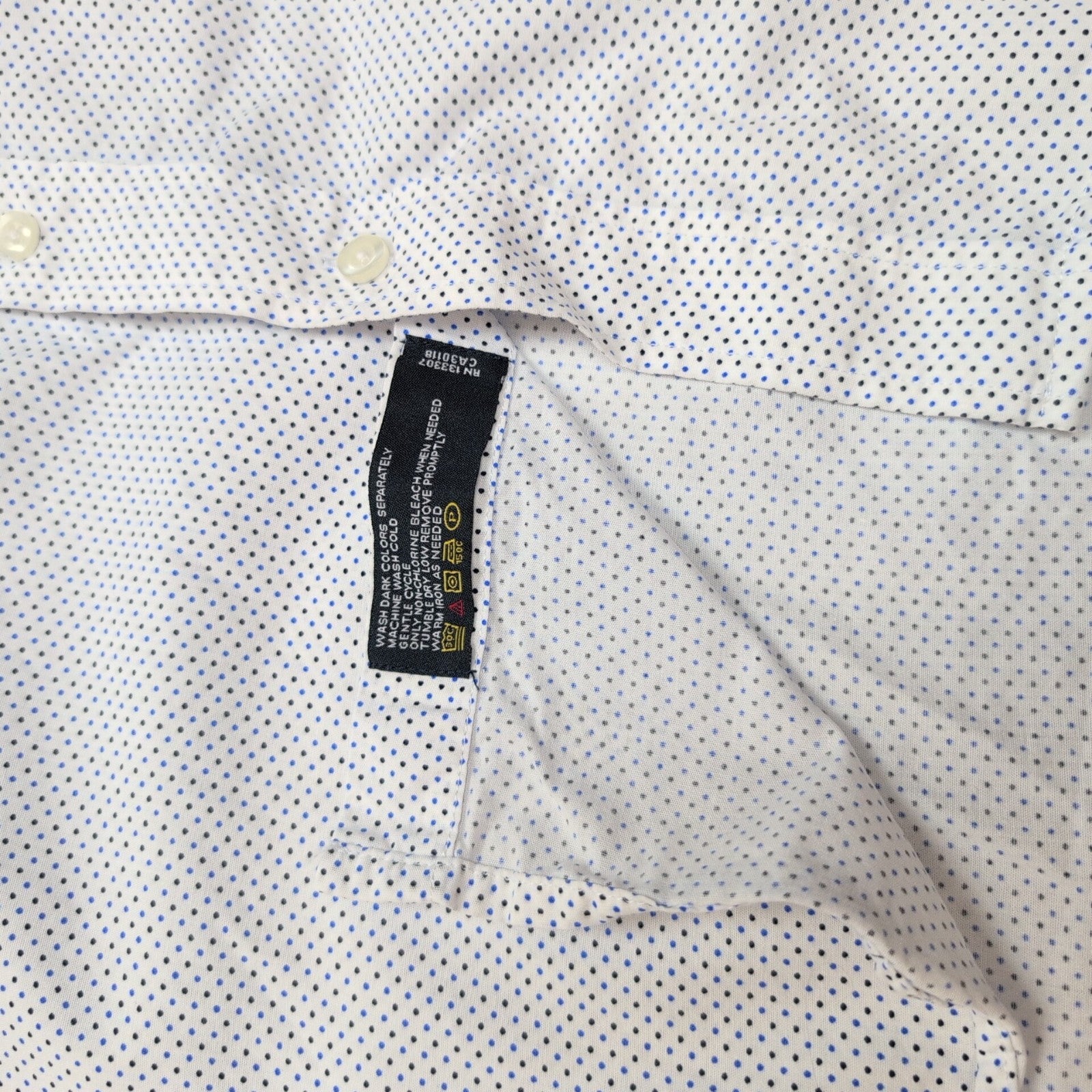 Chemise Nautica M Blanche Micro Pois Manches Longues 15½ Excellent État