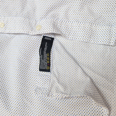 Chemise Nautica M Blanche Micro Pois Manches Longues 15½ Excellent État