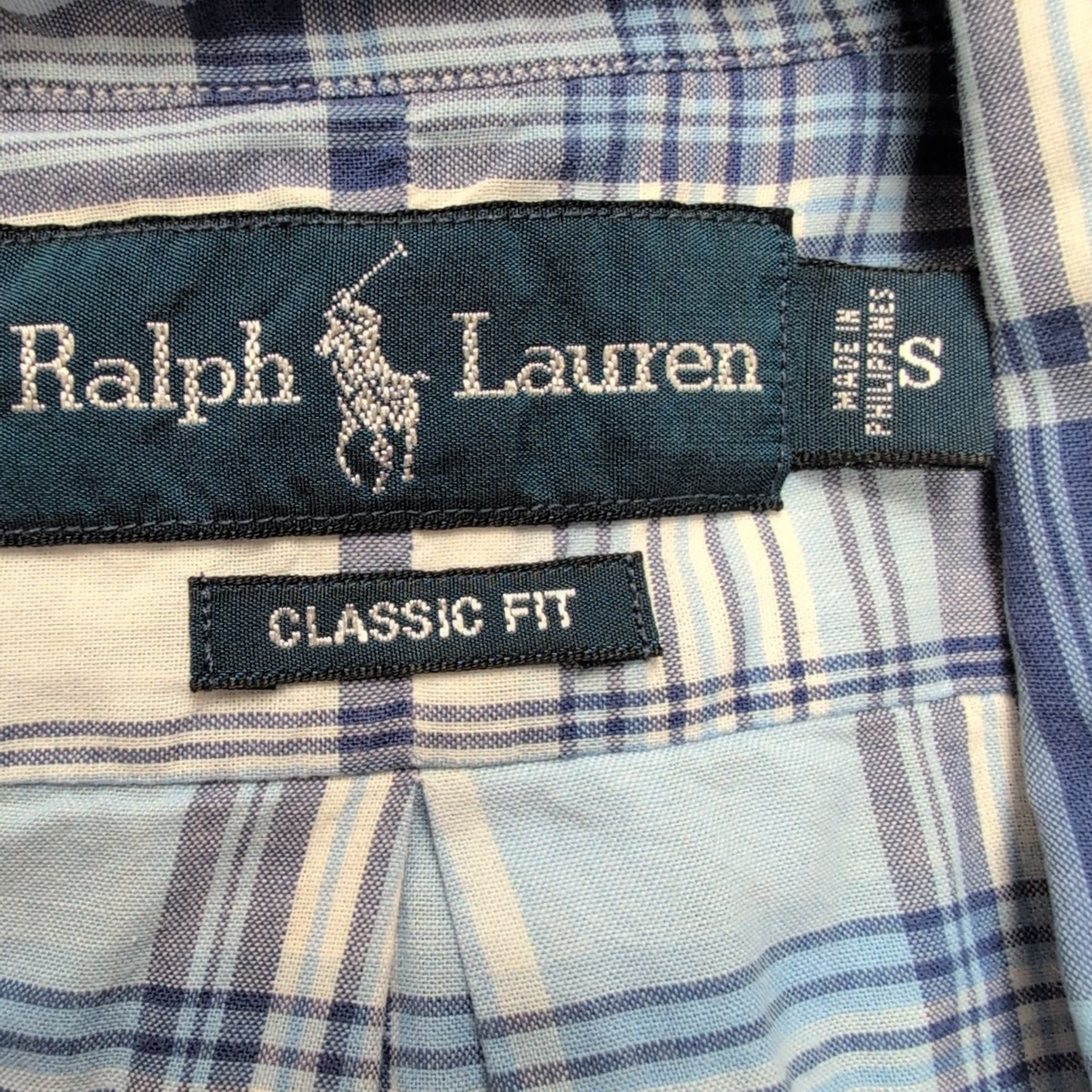 Chemise Ralph Lauren S Bleue Blanche Carreaux Manches Longues