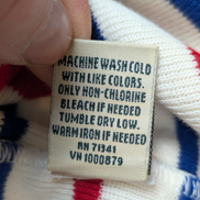 Pull L.L.Bean Femme XL Marinière Rayures Rouge Bleu Écru Coton Manches 3/4