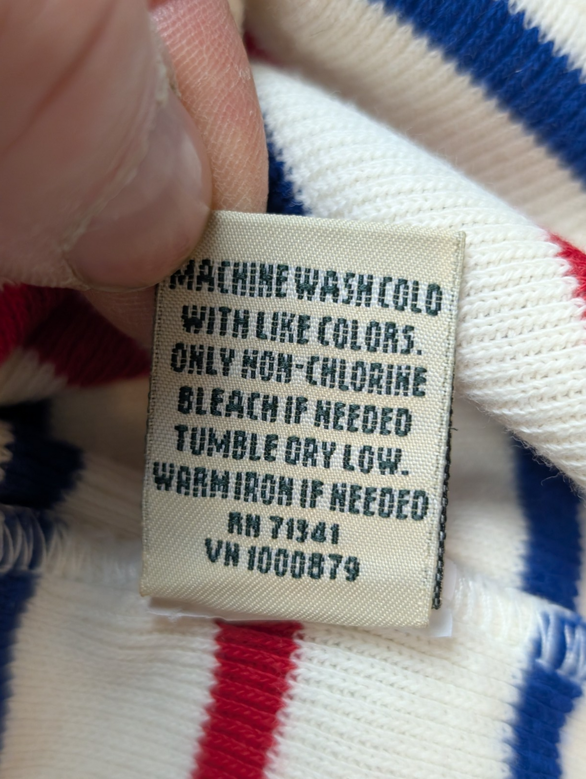 Pull L.L.Bean Femme XL Marinière Rayures Rouge Bleu Écru Coton Manches 3/4
