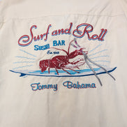 Chemise Hawaïenne Tommy Bahama 100% Soie 2XL Surf Roll Sushi Bar