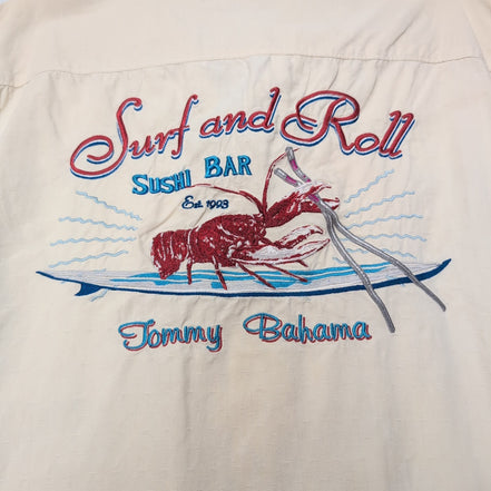 Chemise Hawaïenne Tommy Bahama 100% Soie 2XL Surf Roll Sushi Bar