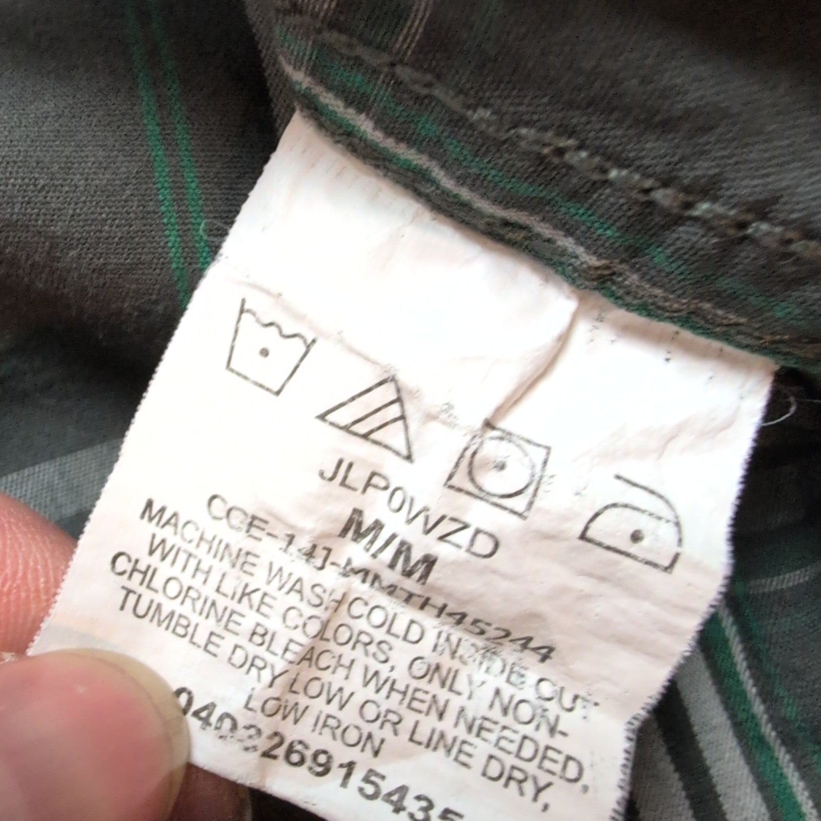 Chemise Wrangler Manches Longues Kaki à Carreaux avec Poche Taille M