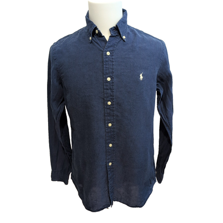 Chemise Ralph Lauren Lin S Bleu Marine Uni Logo Blanc Philippines