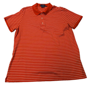 Polo manches courtes Ralph Lauren Golf femme L orange rayures blanc