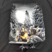 T-shirt Palawan Après Ski XXL Noir Ours Forêt Nuit Étoilée 100% Coton Neuf