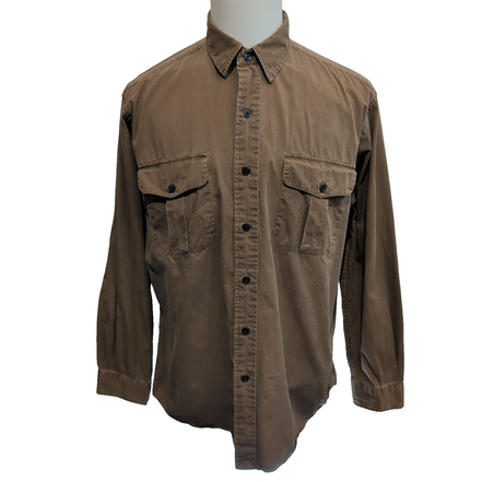 Chemise Ralph Lauren vintage L marron 2 poches empiècements daim rare