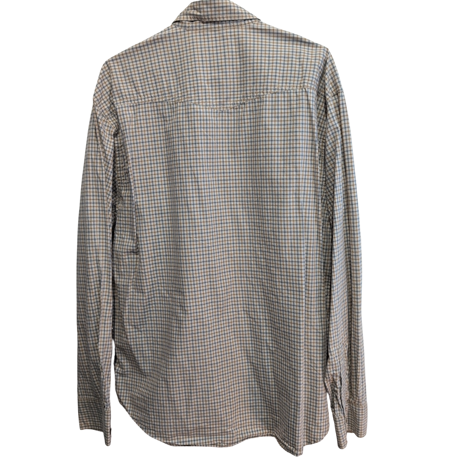 Chemise Eddie Bauer crème à carreaux 2 poches boutons à pression taille L #216e