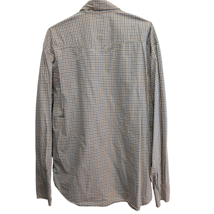 Chemise Eddie Bauer crème à carreaux 2 poches boutons à pression taille L #216e