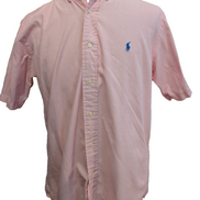 Chemise Ralph Lauren Homme S Manche Courte Rose Classic Fit Logo Bleu Petite Tai