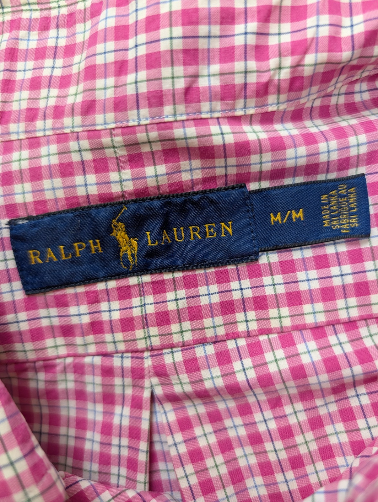 Chemise Ralph Lauren à Petits Carreaux Rose et Blanc Manches Longues Taille M