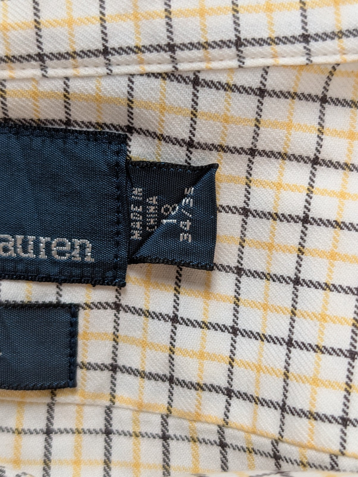 Chemise Polo Ralph Lauren Shirt XXL Carreaux Jaune Noir Col Classique Sans Logo